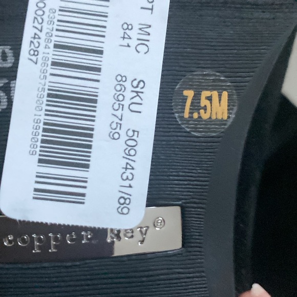 Black suede knee high boots, low heel, Copper Key, size 7.5-8 - Picture 9 of 10